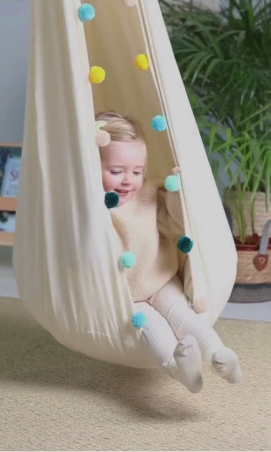 Hängekokon Schaukel Regenbogen Pompon | Reine Natur Kollektion